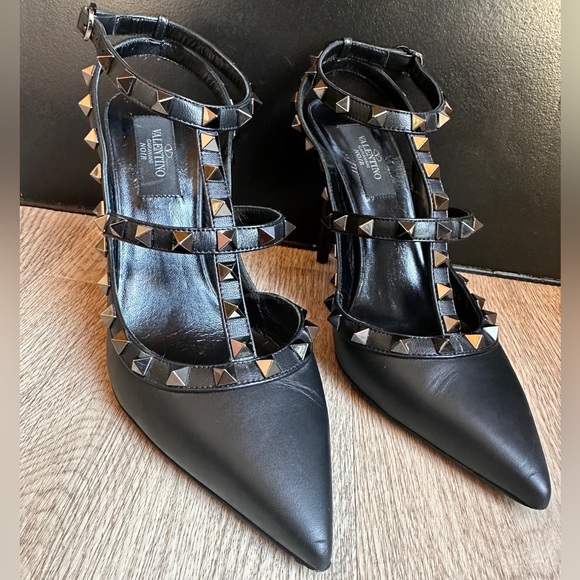 FULL SET - VALENTINO Rockstud Ankle Strap Pumps Tonal Studs 100 MM (37.5) - Picture 14 of 16